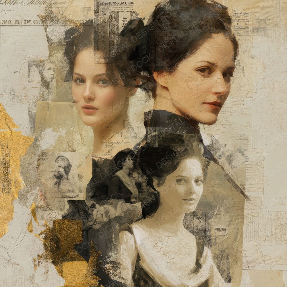 Collage Painted Woman Paper Digital Paper Pack (DDD001122)