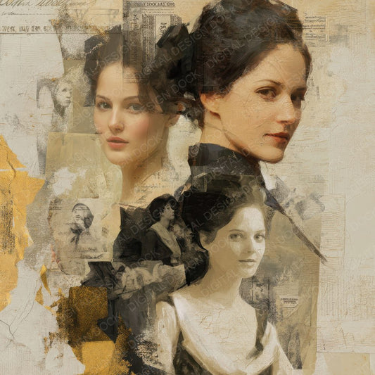 Collage Painted Woman Paper Digital Paper Pack (DDD001122)
