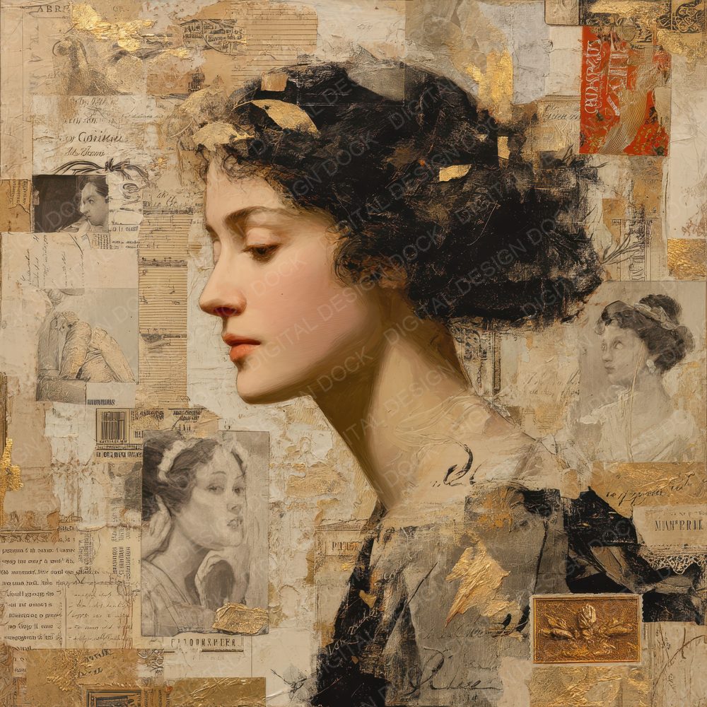 Collage Painted Woman Paper Digital Paper Pack (DDD001122)
