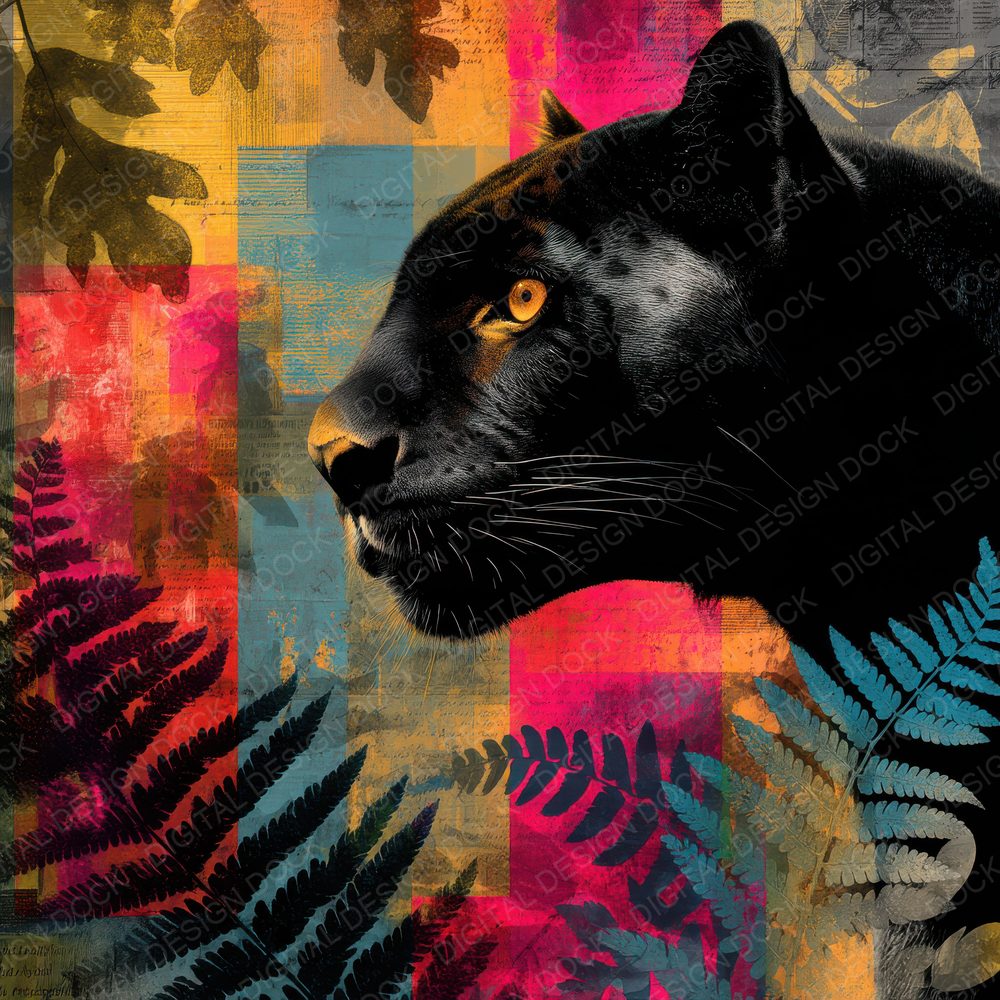Collage Panther Jungle Map Digital Paper Pack (DDD001124)
