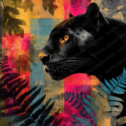 Collage Panther Jungle Map Digital Paper Pack (DDD001124)