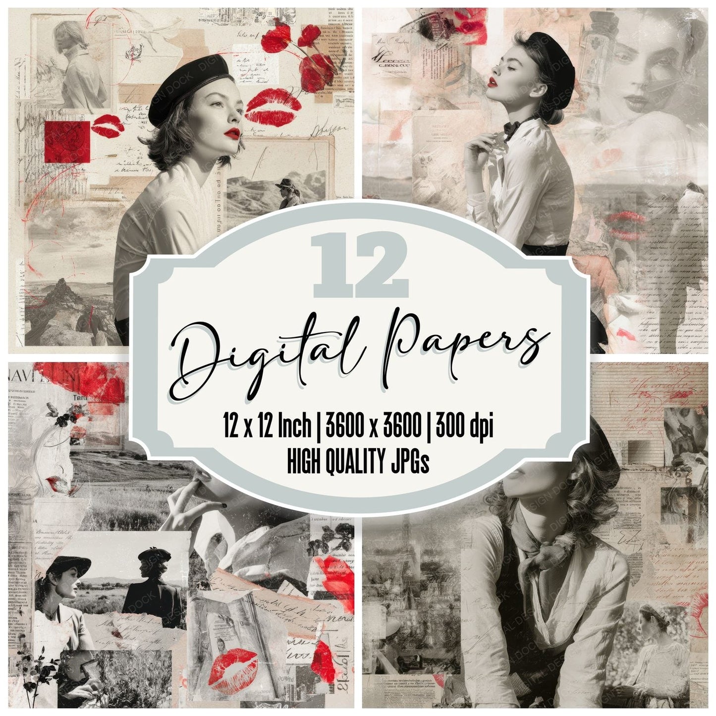 Collage Paris Chic Layers Digital Paper Pack (DDD001125)