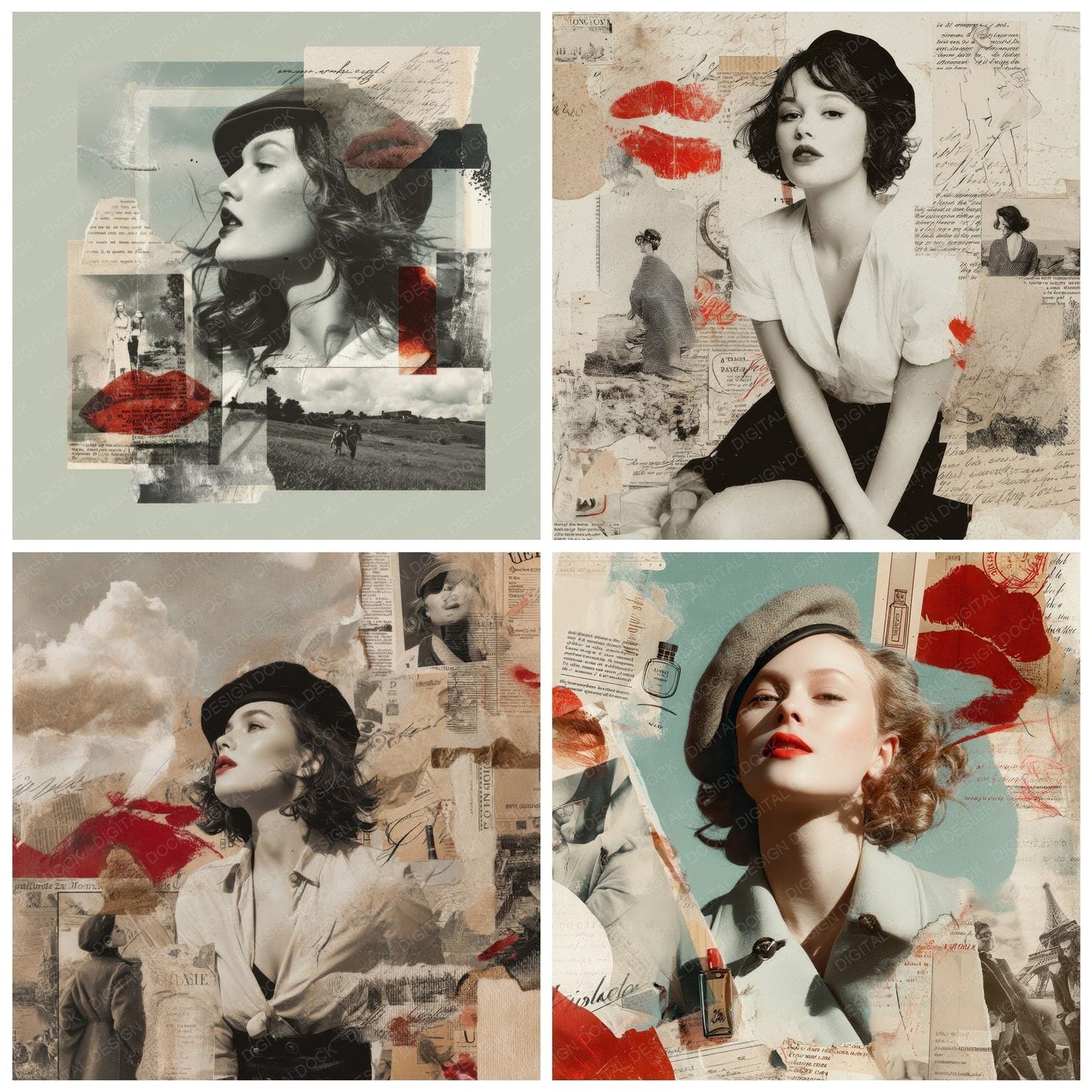 Collage Paris Chic Layers Digital Paper Pack (DDD001125)