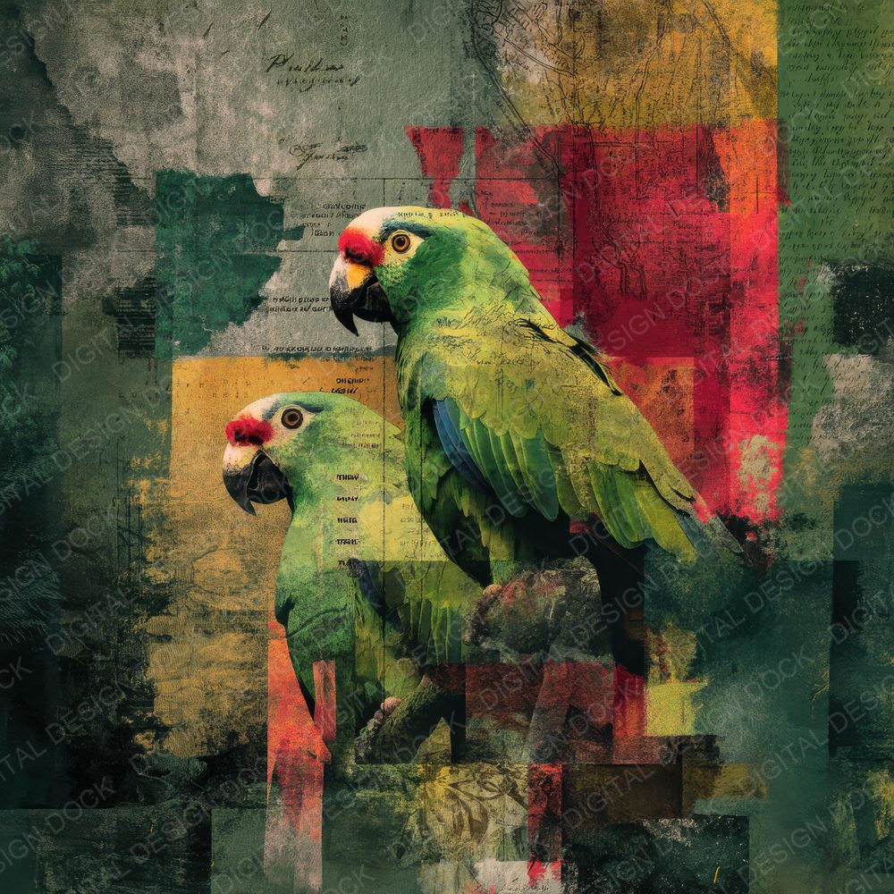 Collage Parrot Rainforest Colour Digital Paper Pack (DDD001128)