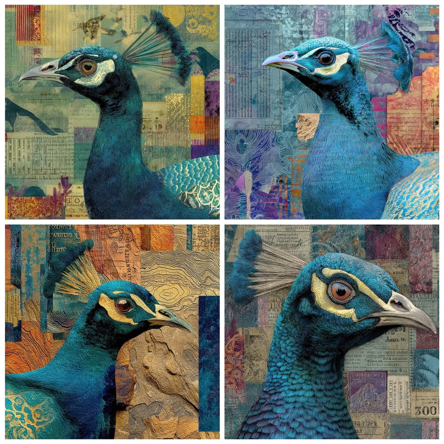 Collage Peacock India Opulence Digital Paper Pack (DDD001129)