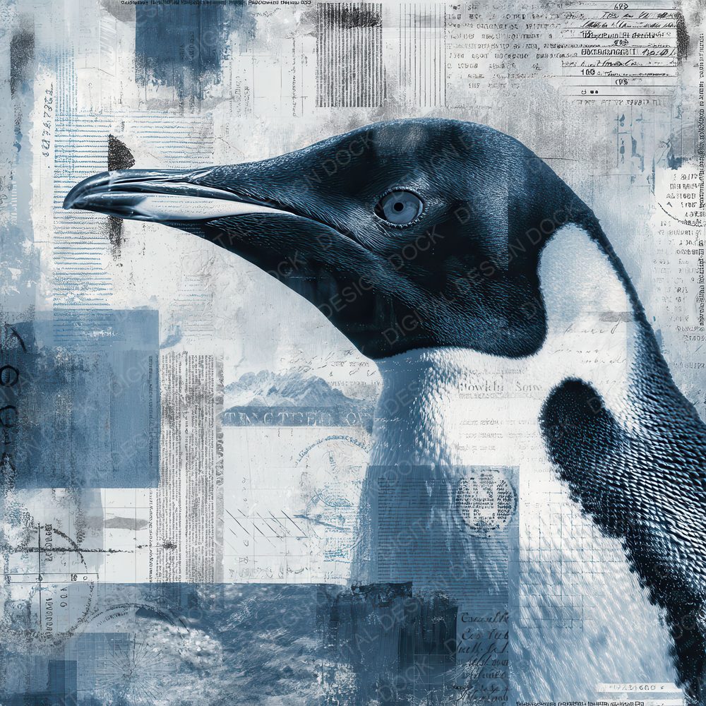 Collage Penguin Antarctic Chart Digital Paper Pack (DDD001132)