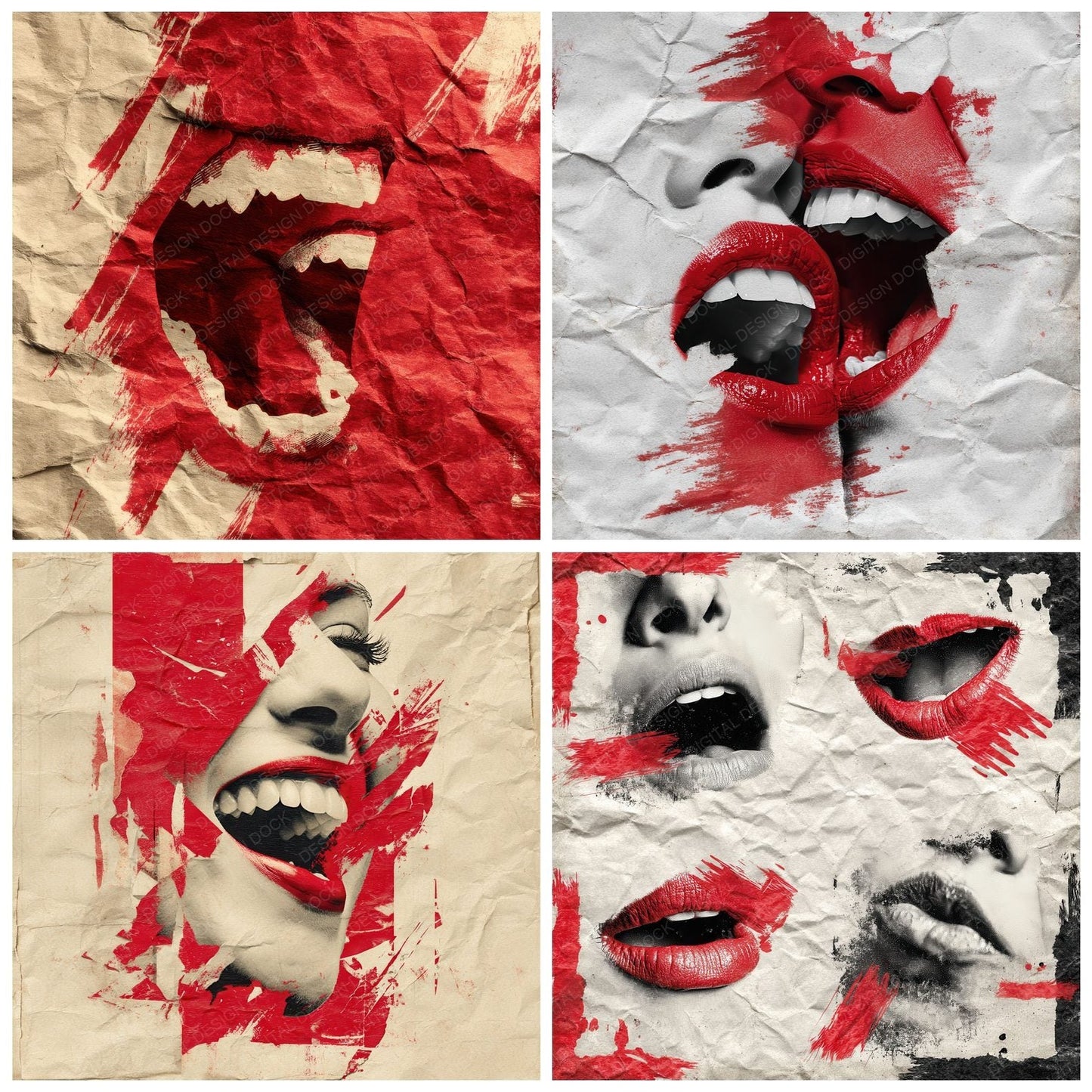 Collage Rage Lips Tension Digital Paper Pack (DDD001138)