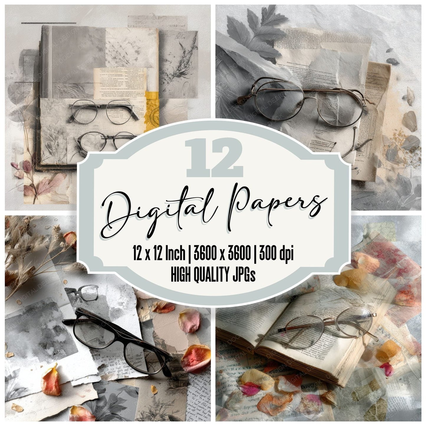 Collage Readers Journal Layers Digital Paper Pack (DDD001140)