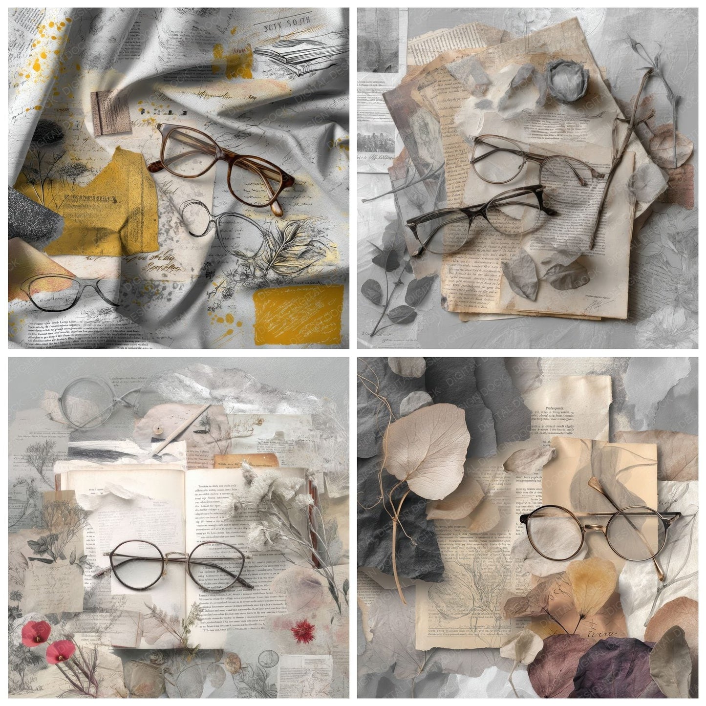 Collage Readers Journal Layers Digital Paper Pack (DDD001140)