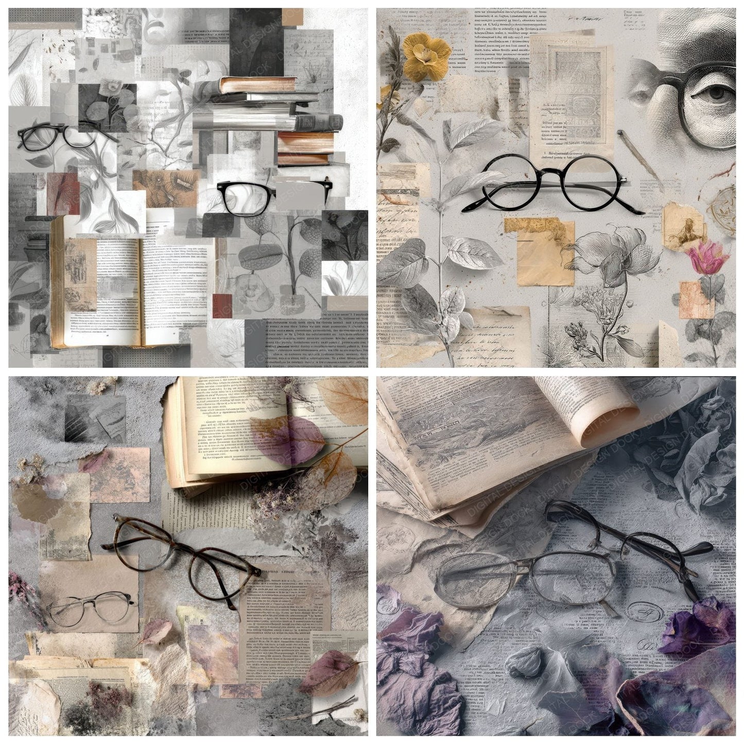 Collage Readers Journal Layers Digital Paper Pack (DDD001140)