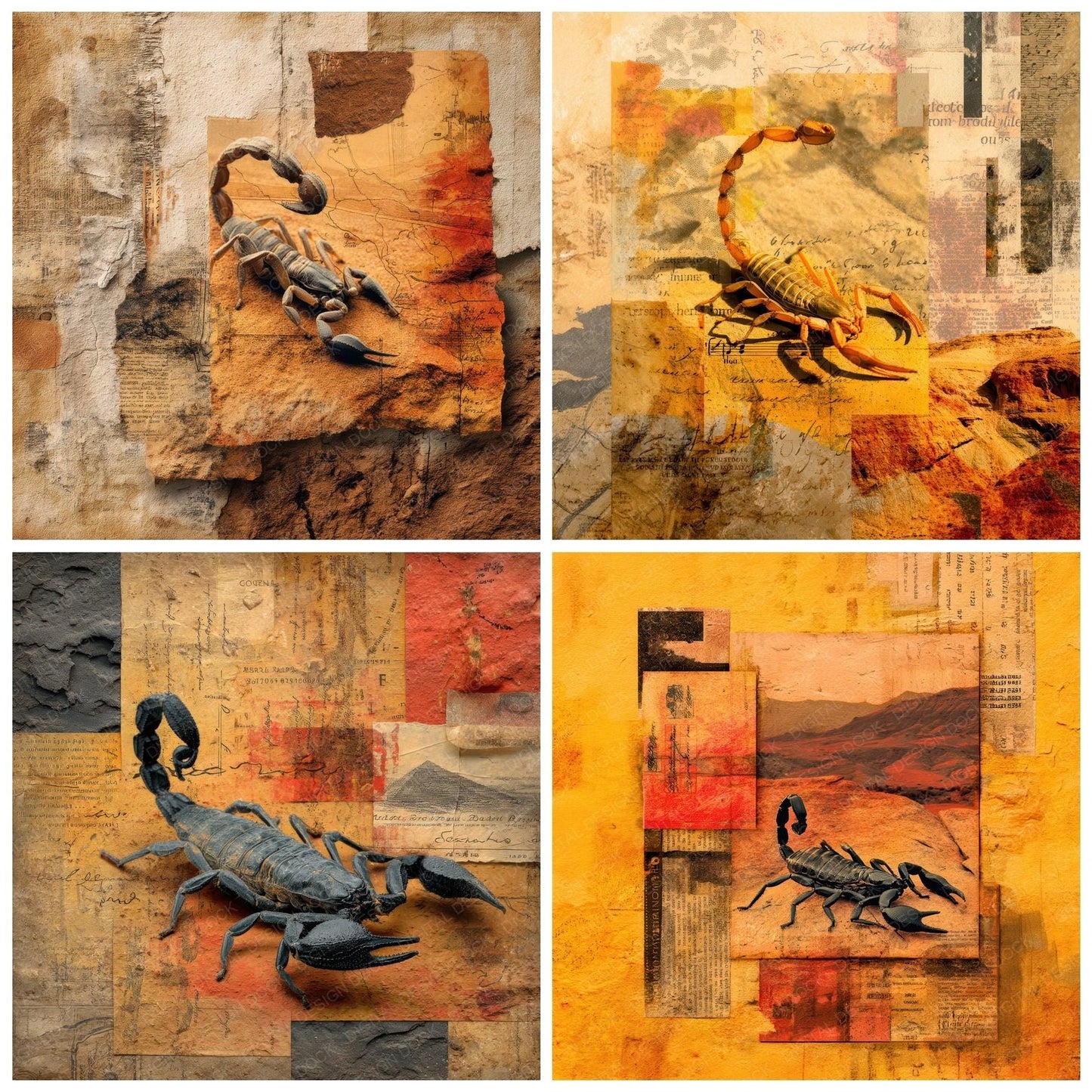 Collage Scorpion Desert Region Digital Paper Pack (DDD001150)