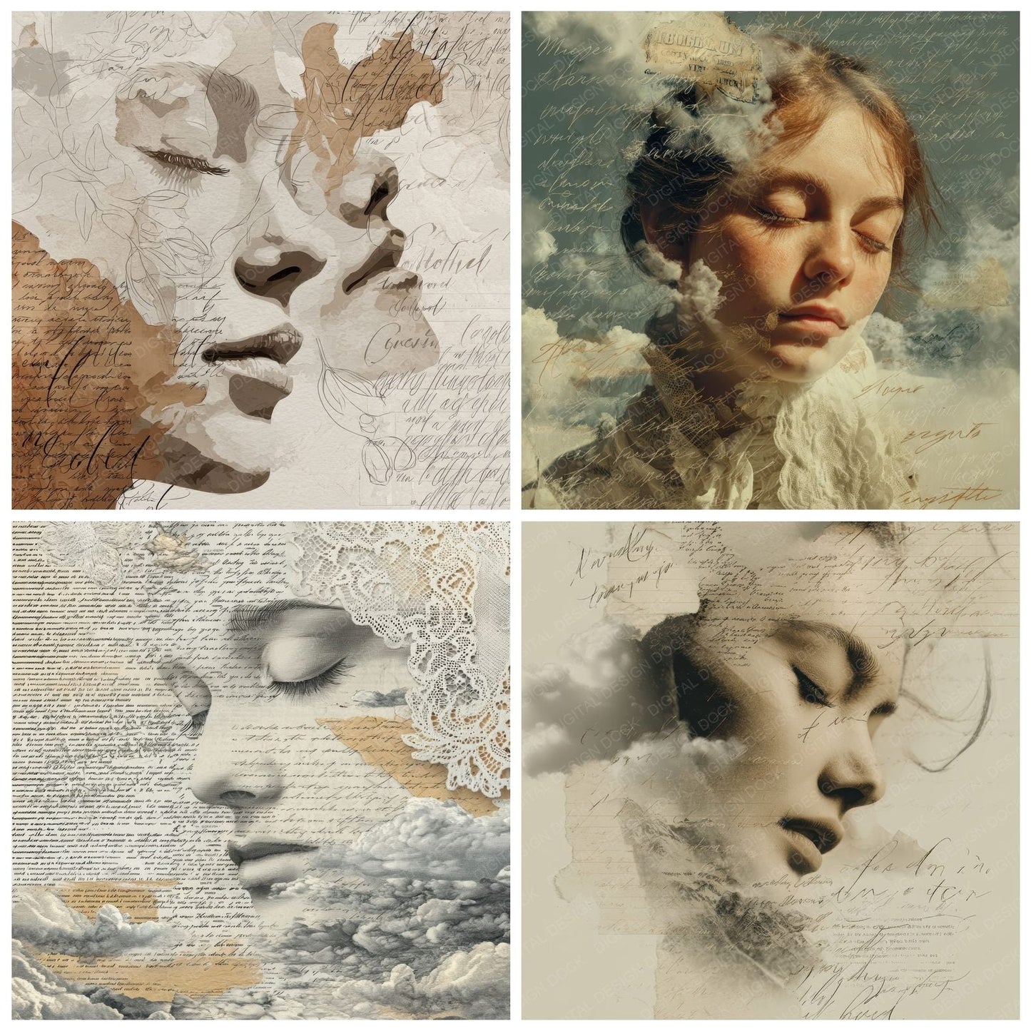 Collage Serenity Cloud Trace Digital Paper Pack (DDD001152)