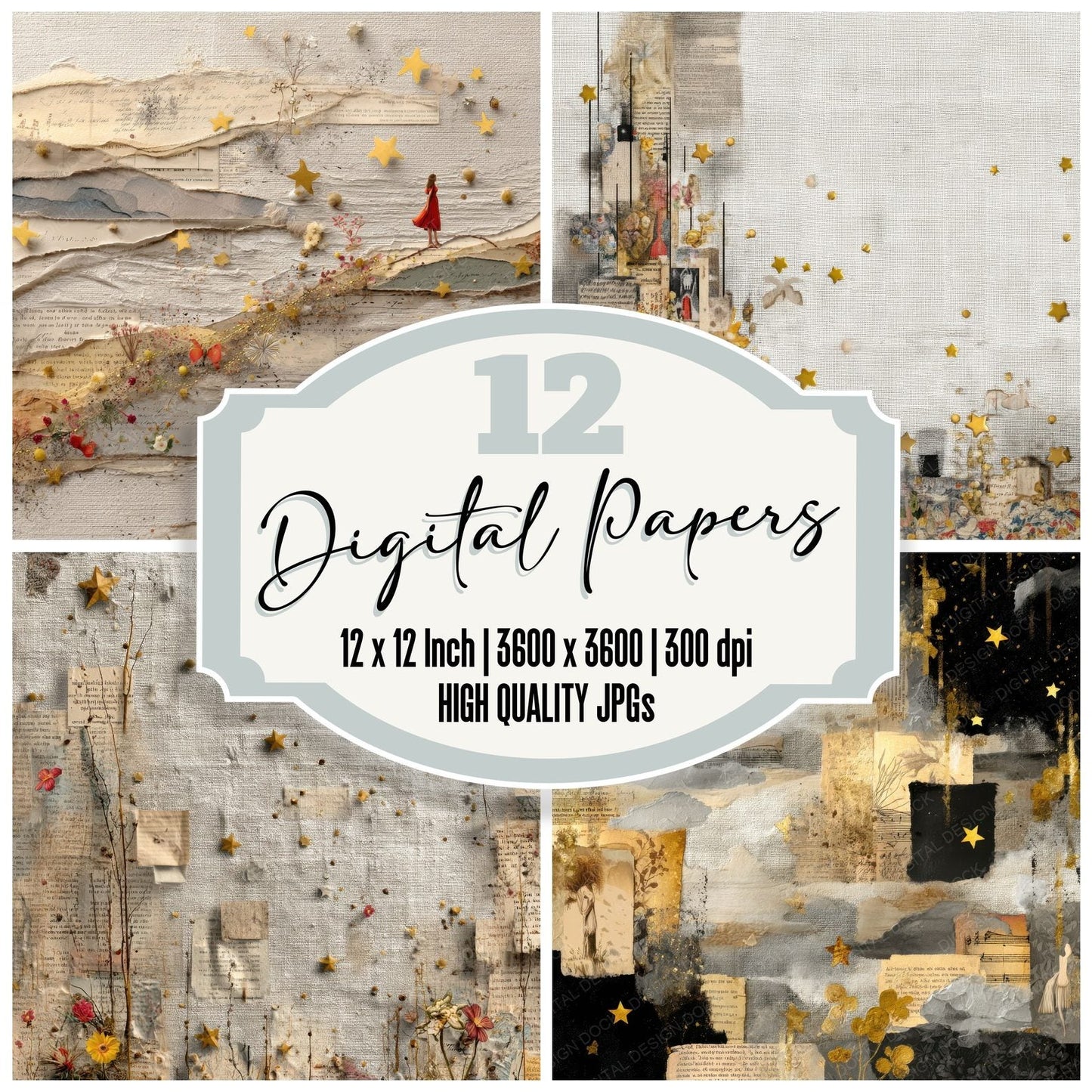 Collage Storybook Scrap Glow Digital Paper Pack (DDD001164)
