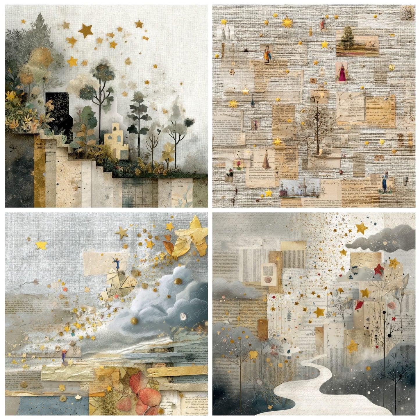 Collage Storybook Scrap Glow Digital Paper Pack (DDD001164)