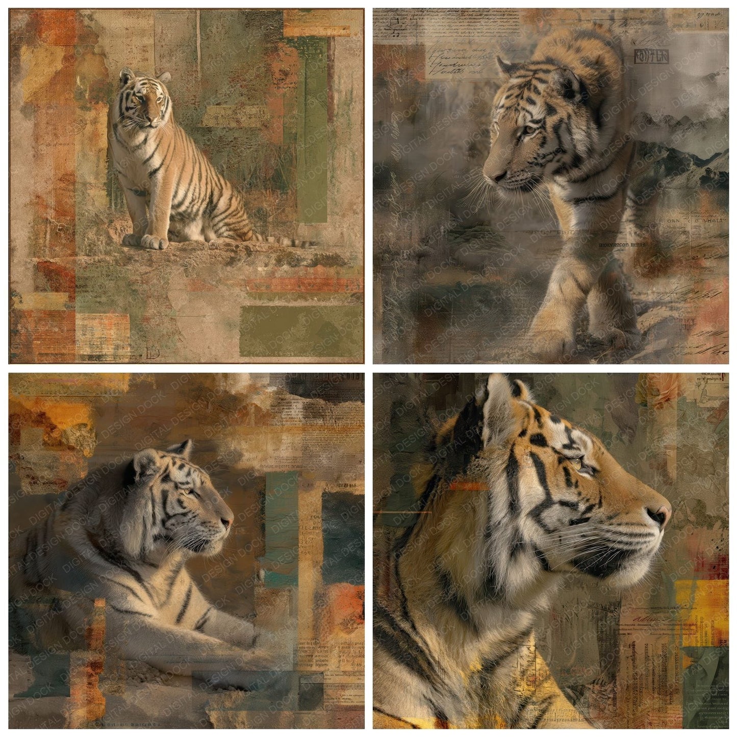 Collage Tiger India Habitat Digital Paper Pack (DDD001167)