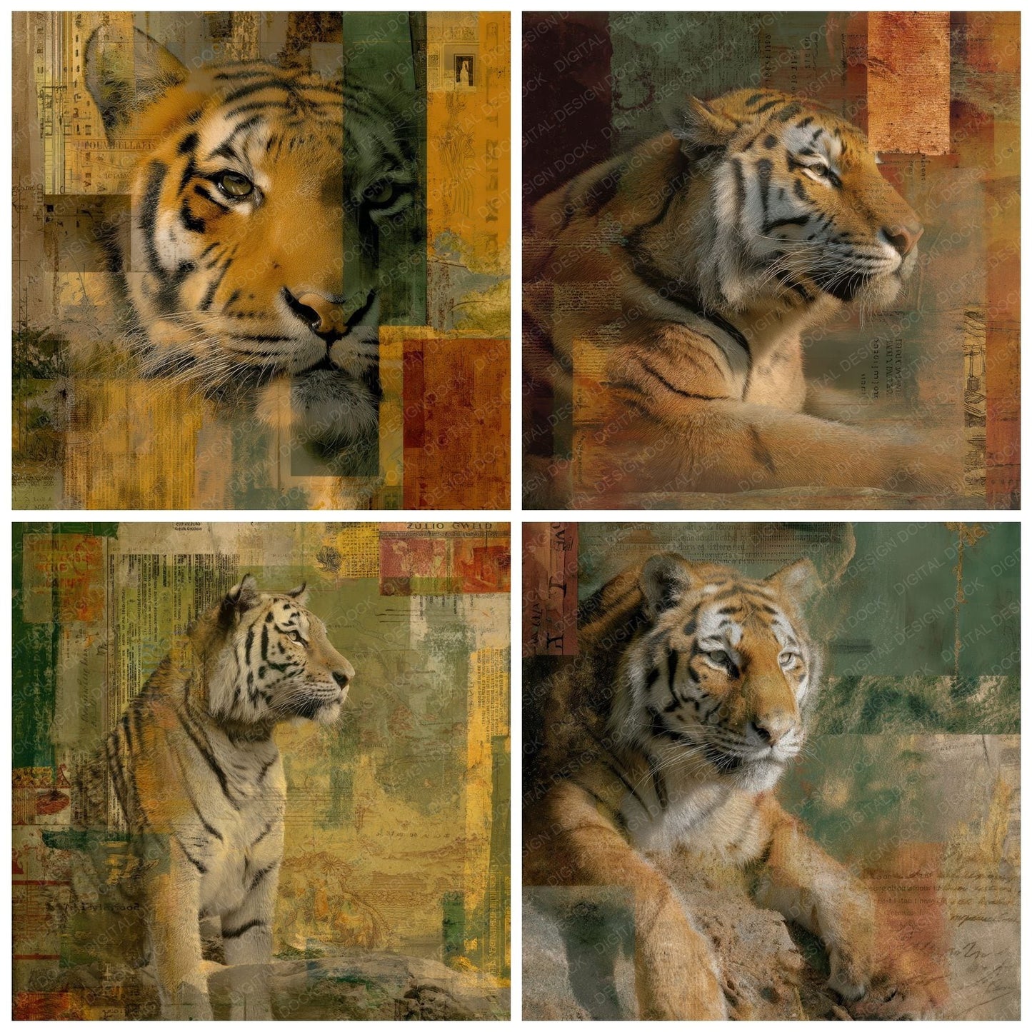 Collage Tiger India Habitat Digital Paper Pack (DDD001167)