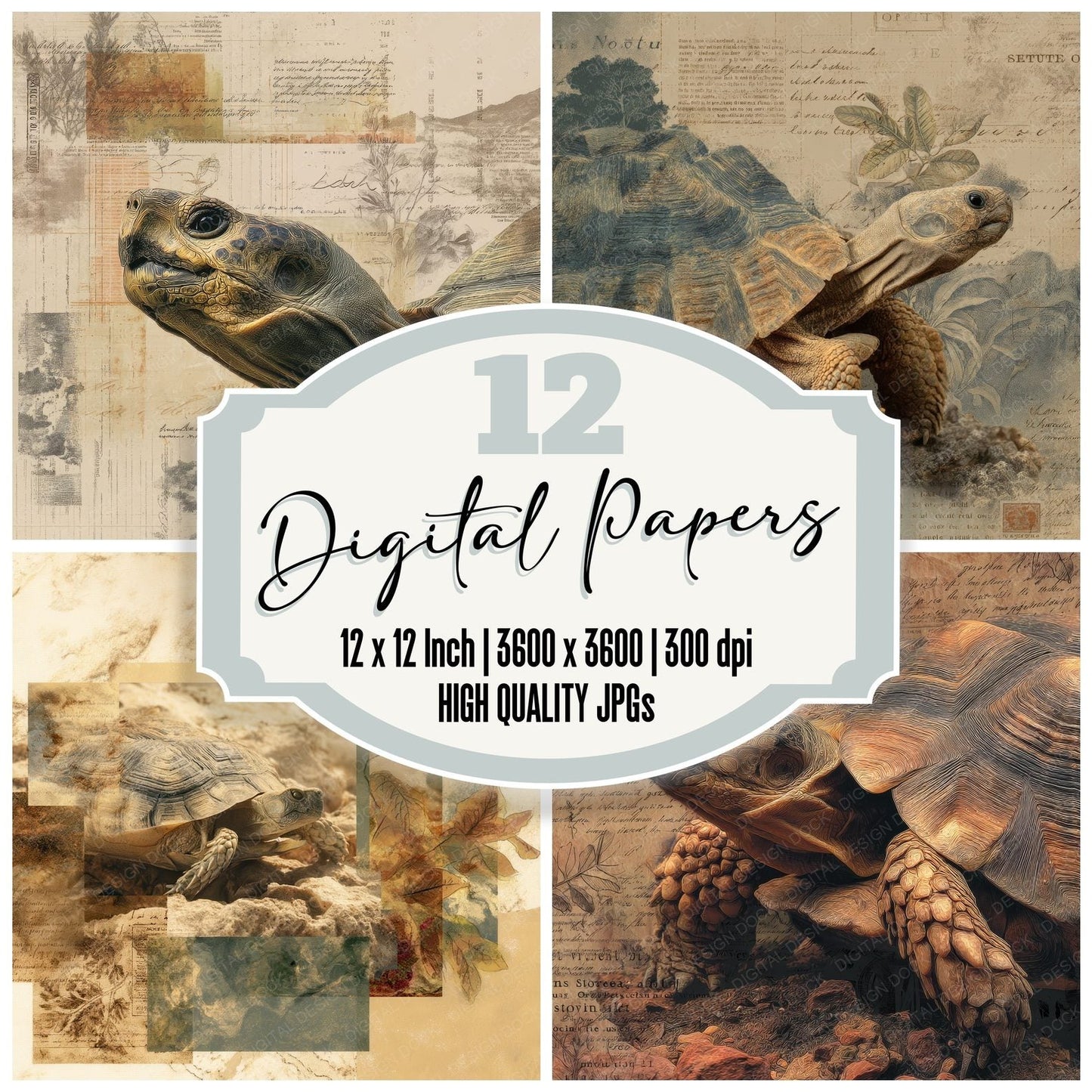 Collage Tortoise Island Terrain Digital Paper Pack (DDD001169)