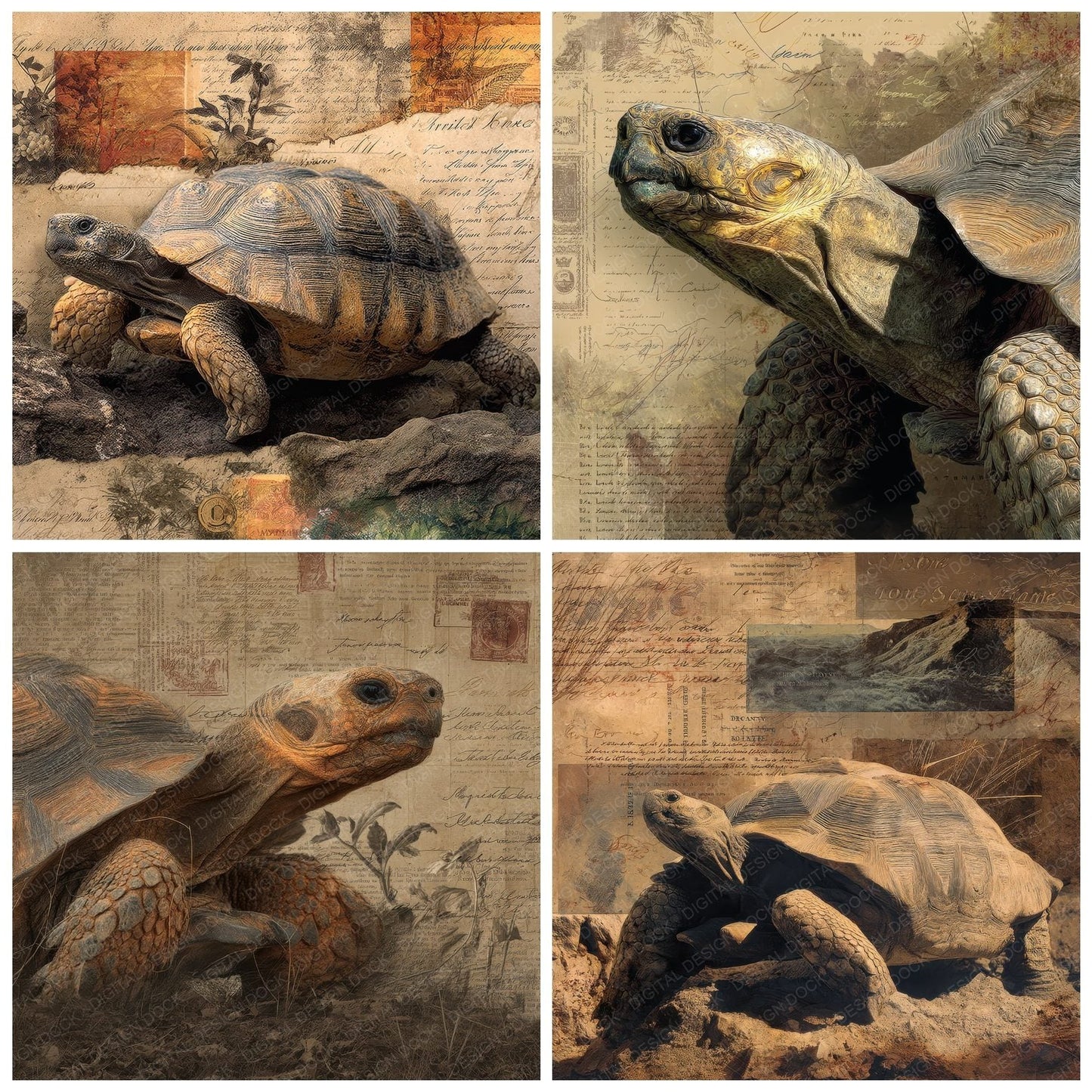 Collage Tortoise Island Terrain Digital Paper Pack (DDD001169)