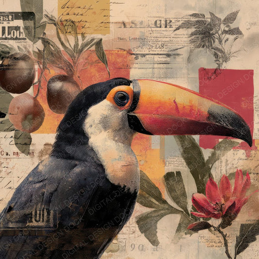 Collage Toucan Tropical Canopy Digital Paper Pack (DDD001170)