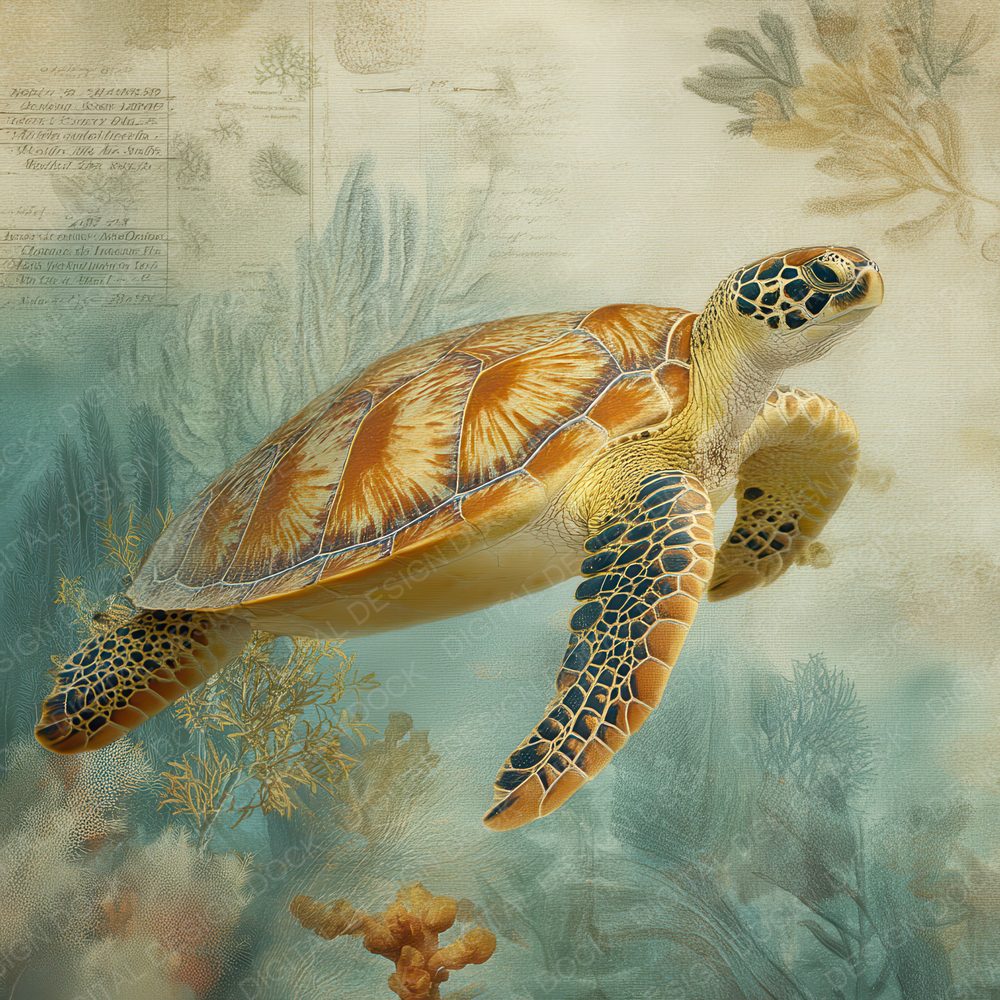 Collage Turtle Coral Coast Digital Paper Pack (DDD001171)