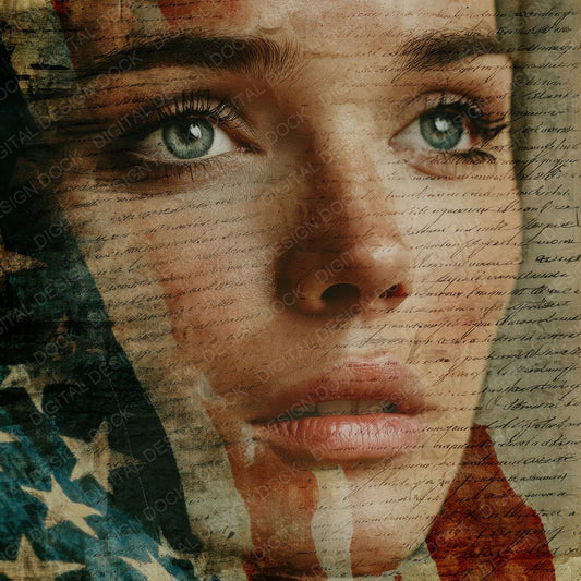 Collage USA Woman Stars Digital Paper Pack (DDD001172)