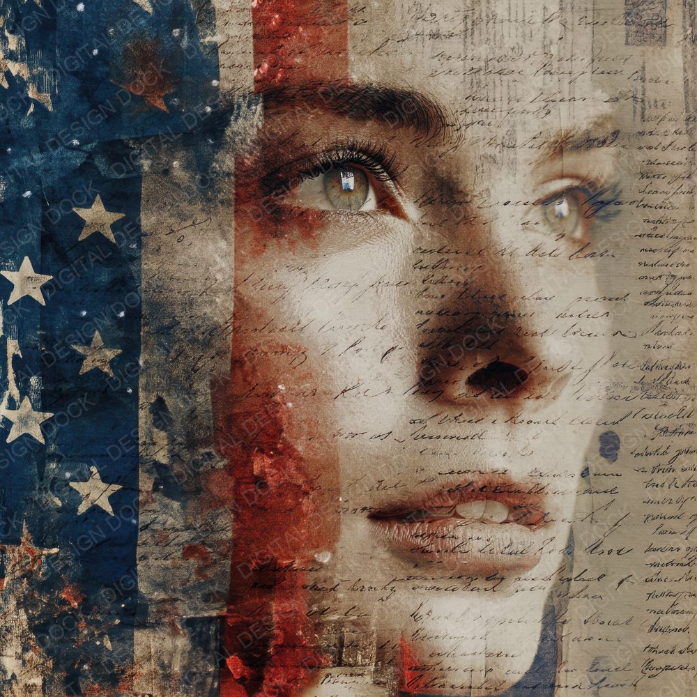 Collage USA Woman Stars Digital Paper Pack (DDD001172)