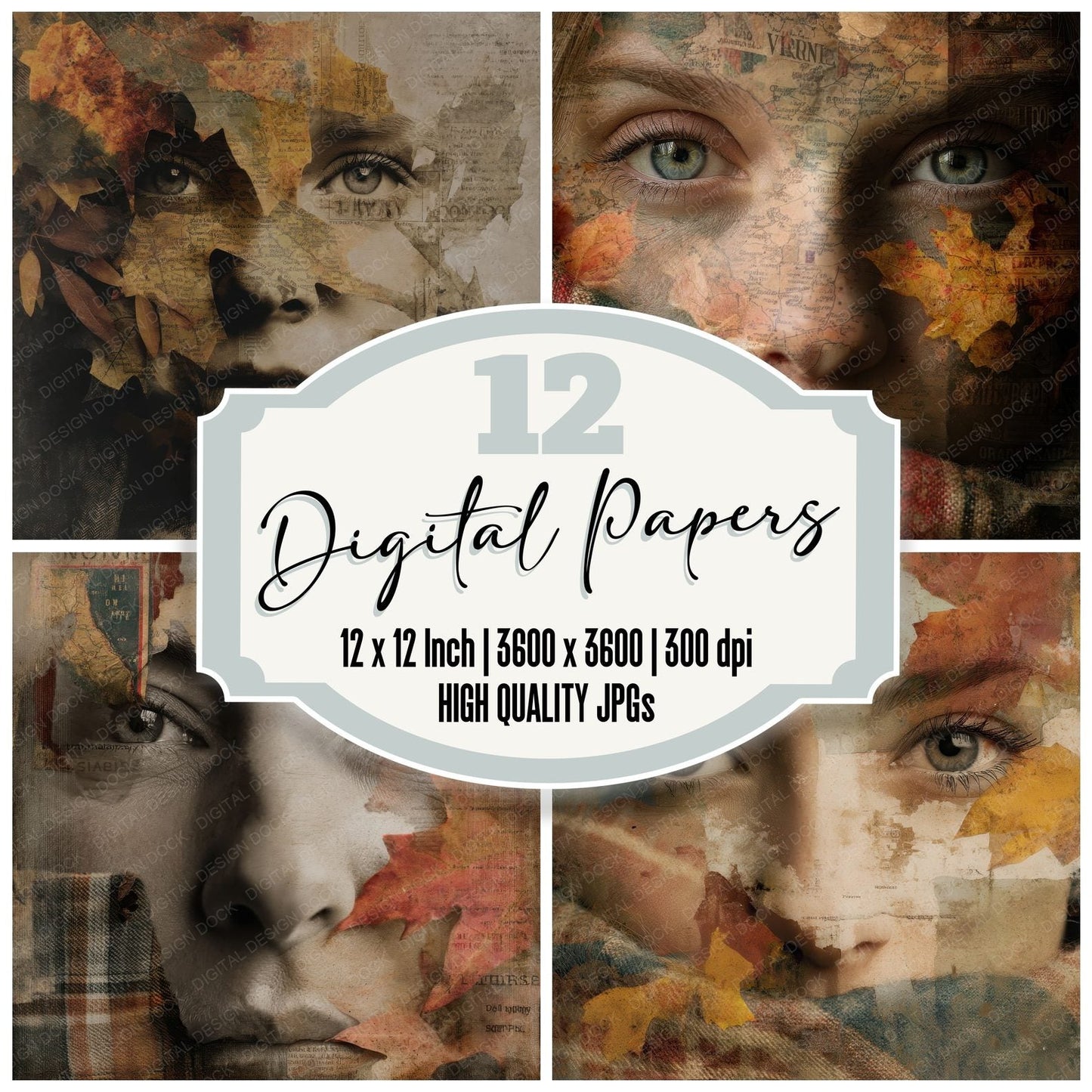 Collage Vermont Fall Whisper Digital Paper Pack (DDD001173)