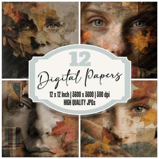 Collage Vermont Fall Whisper Digital Paper Pack (DDD001173)