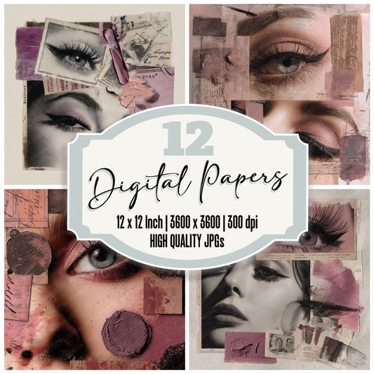 Collage Vintage Eye Detail Digital Paper Pack (DDD001176)
