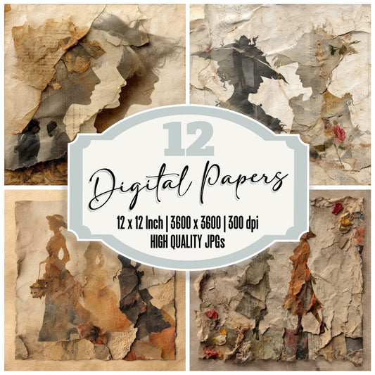 Collage Vintage Woman Lace Digital Paper Pack (DDD001177)