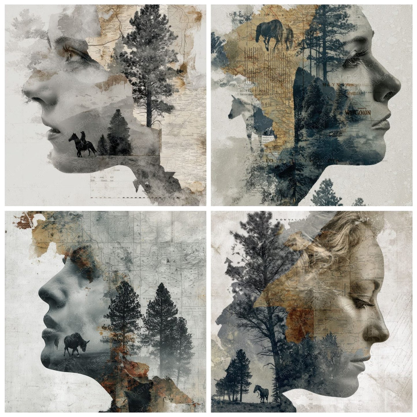 Collage Wyoming Wild Trace Digital Paper Pack (DDD001184)
