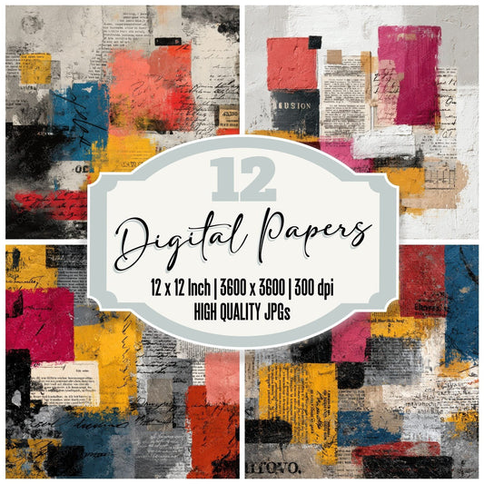 Colour Block News Script Digital Paper Pack (DDD001189)