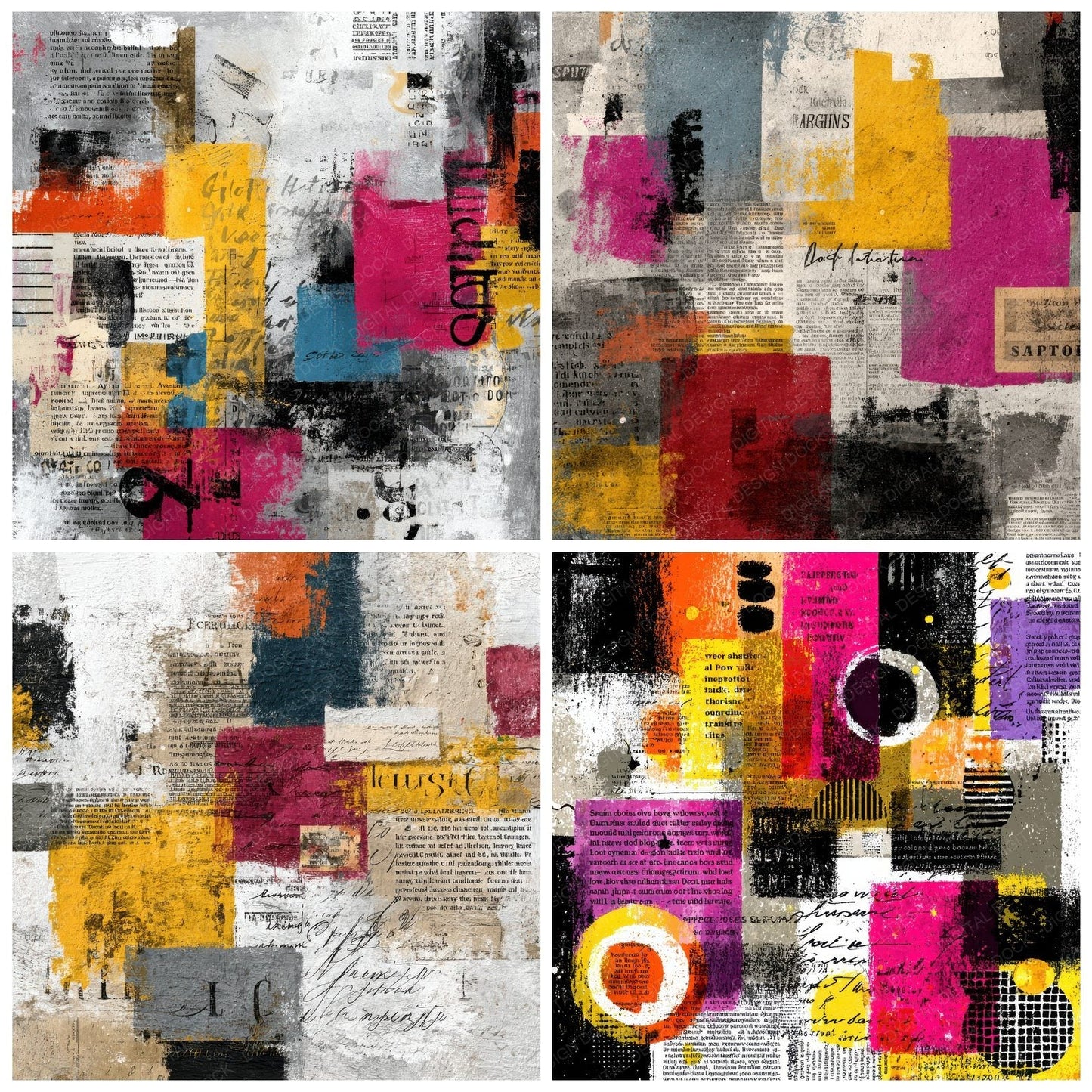 Colour Block News Script Digital Paper Pack (DDD001189)