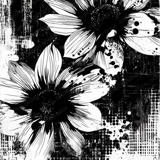 Comic Ink Flowers Digital Paper Pack (DDD001215)