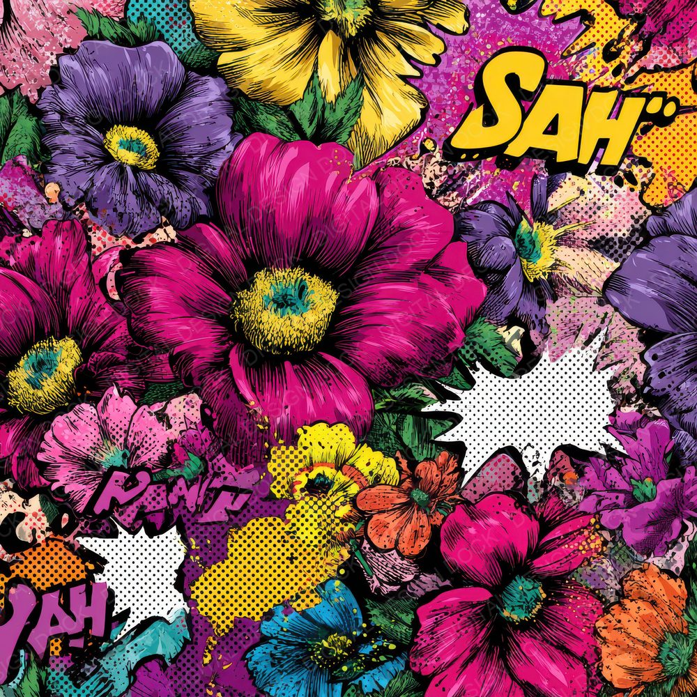 Comic Panel Pop Flower Digital Paper Pack (DDD001216)