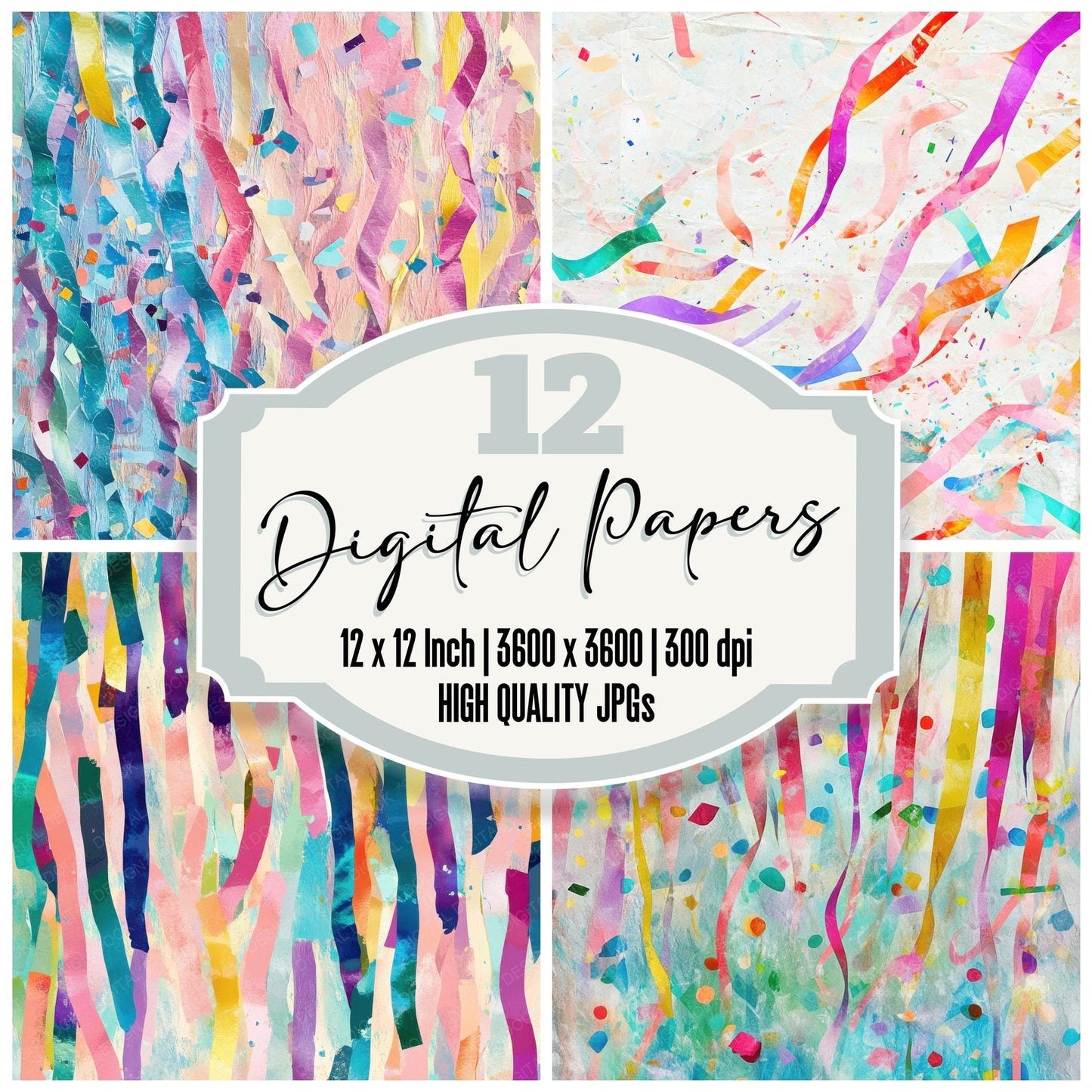 Confetti Explosion Party Background Digital Paper Pack (DDD001223)
