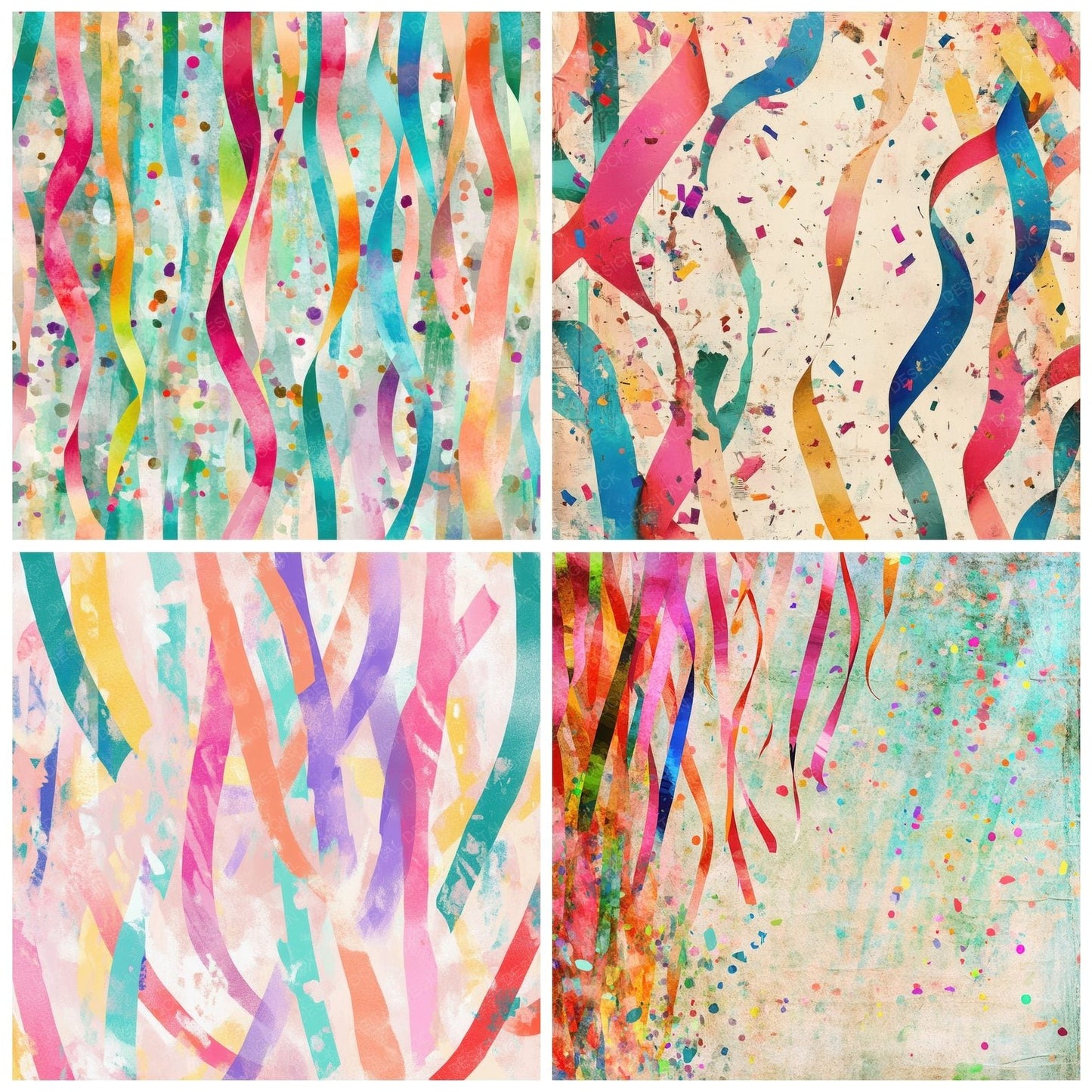 Confetti Explosion Party Background Digital Paper Pack (DDD001223)