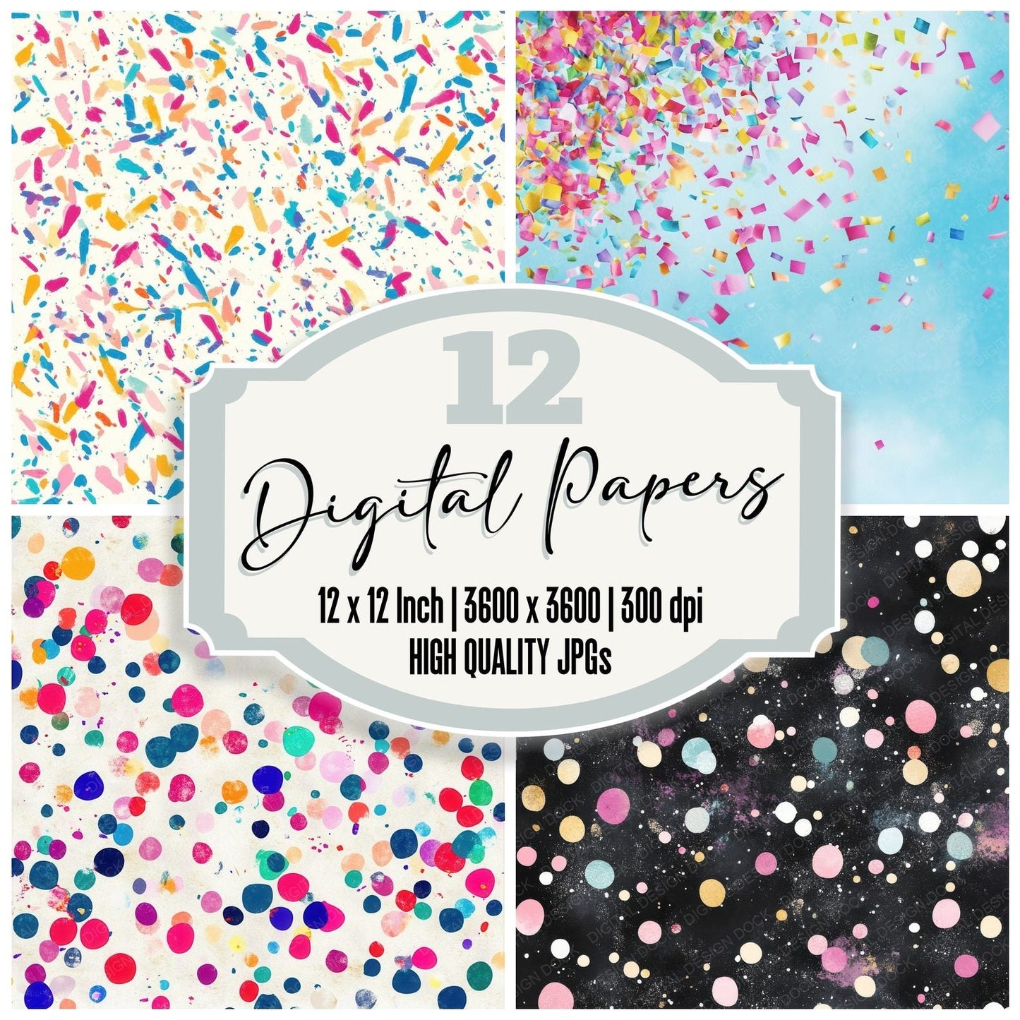 Confetti Party Background Digital Paper Pack (DDD001224)