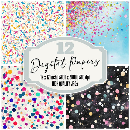 Confetti Party Background Digital Paper Pack (DDD001224)