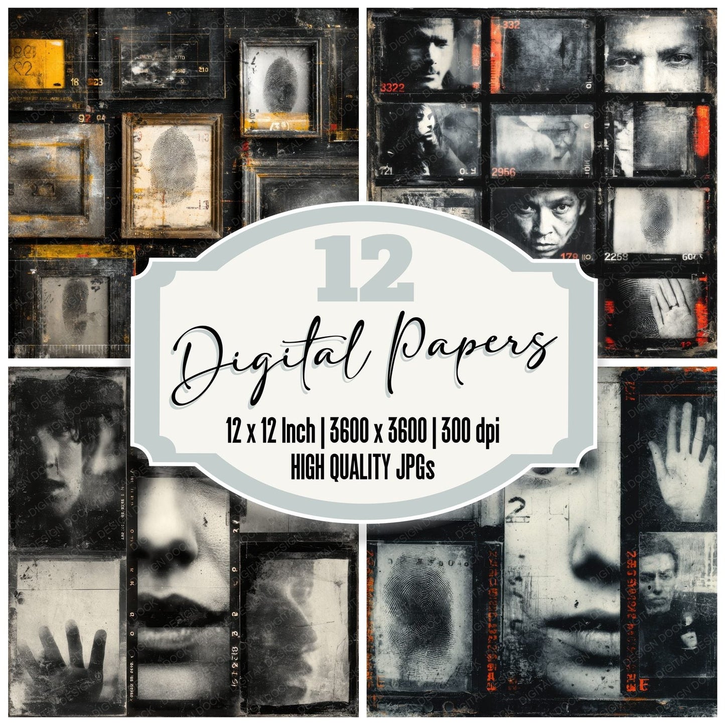 ContactSheet Smudge Frame Border Digital Paper Pack (DDD001226)