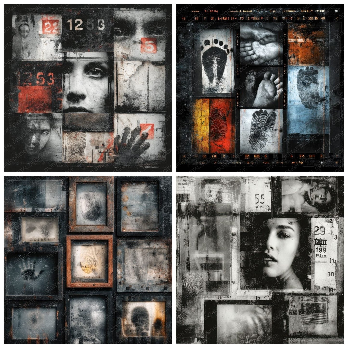 ContactSheet Smudge Frame Border Digital Paper Pack (DDD001226)