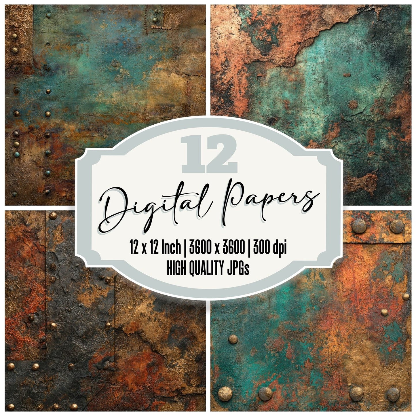Copper Brass Rivet Texture Digital Paper Pack (DDD001232)