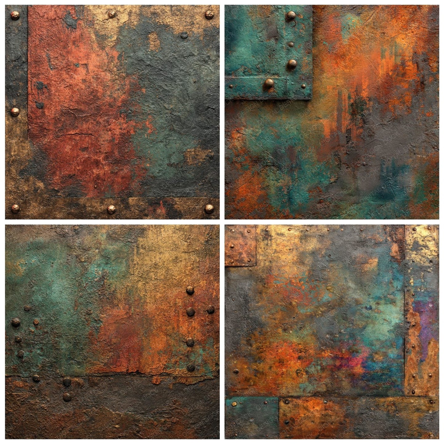 Copper Brass Rivet Texture Digital Paper Pack (DDD001232)