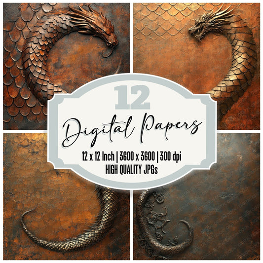 Copper Dragon Coil Frame Digital Paper Pack (DDD001233)