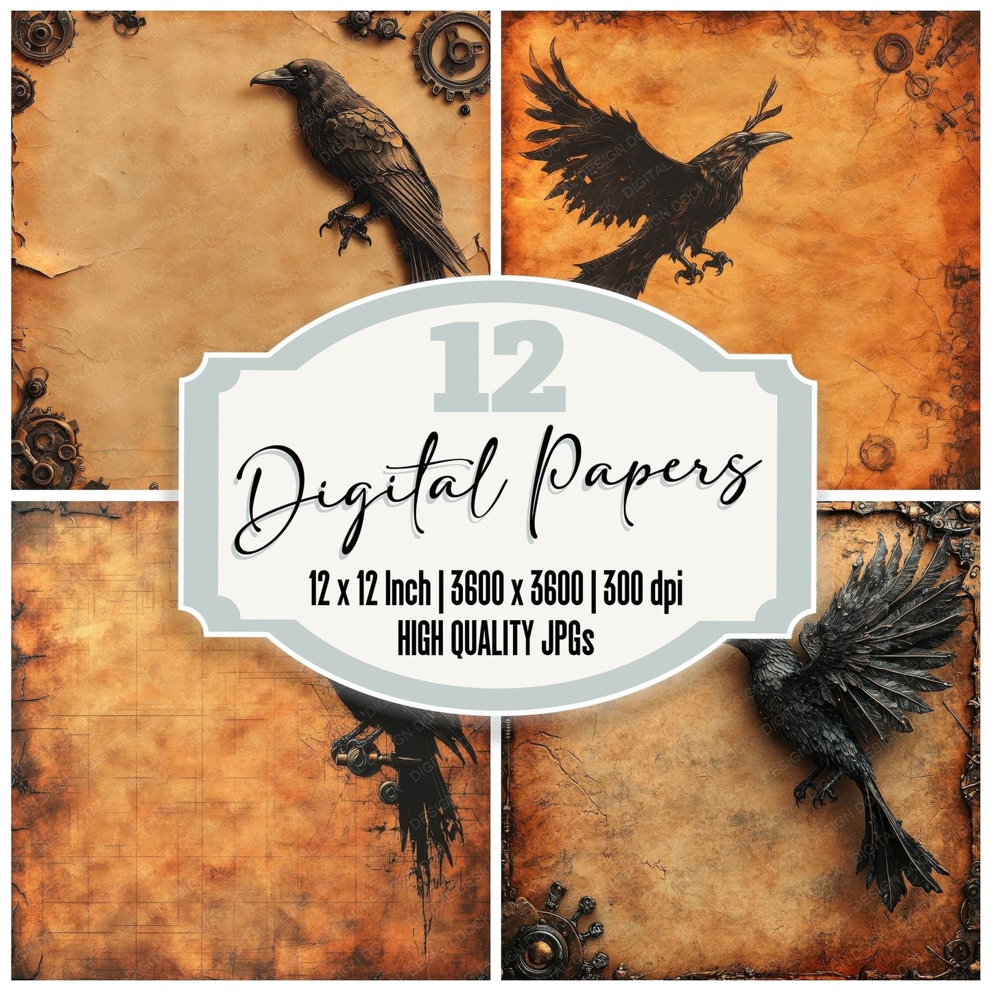 Copper Raven Mech Trim Digital Paper Pack (DDD001236)