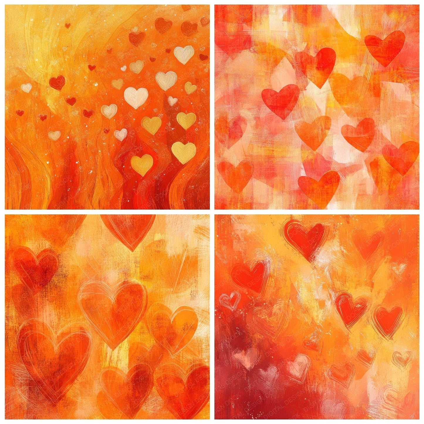 Coral Chaos Hearts Digital Paper Pack (DDD001240)