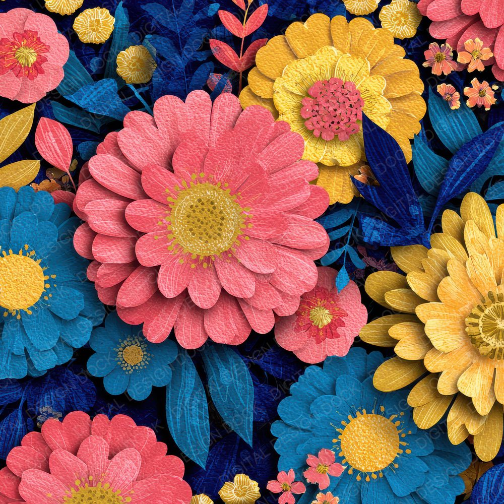 Coral Cobalt Lemon Cutout Digital Paper Pack (DDD001243)