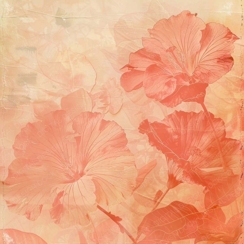 Coral Red Floral Digital Paper Pack (DDD001252)