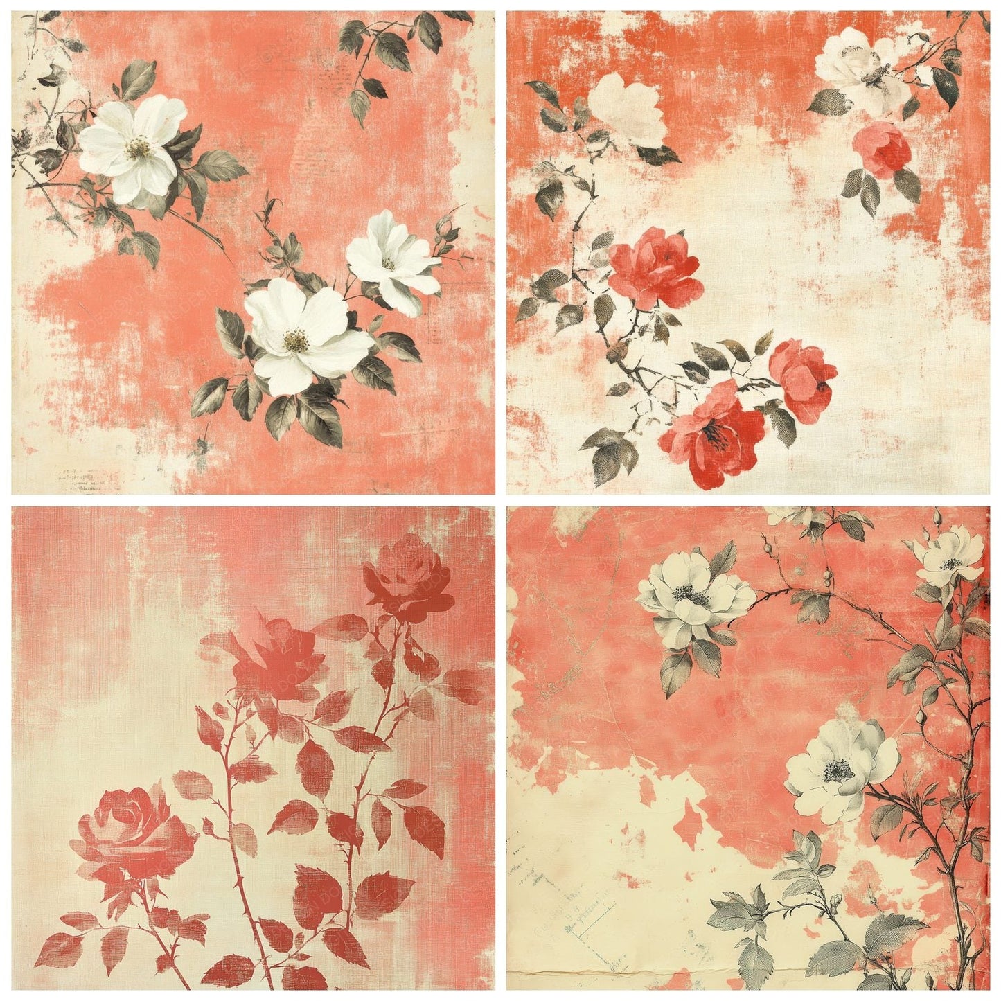 Coral Wild Rose Digital Paper Pack (DDD001260)