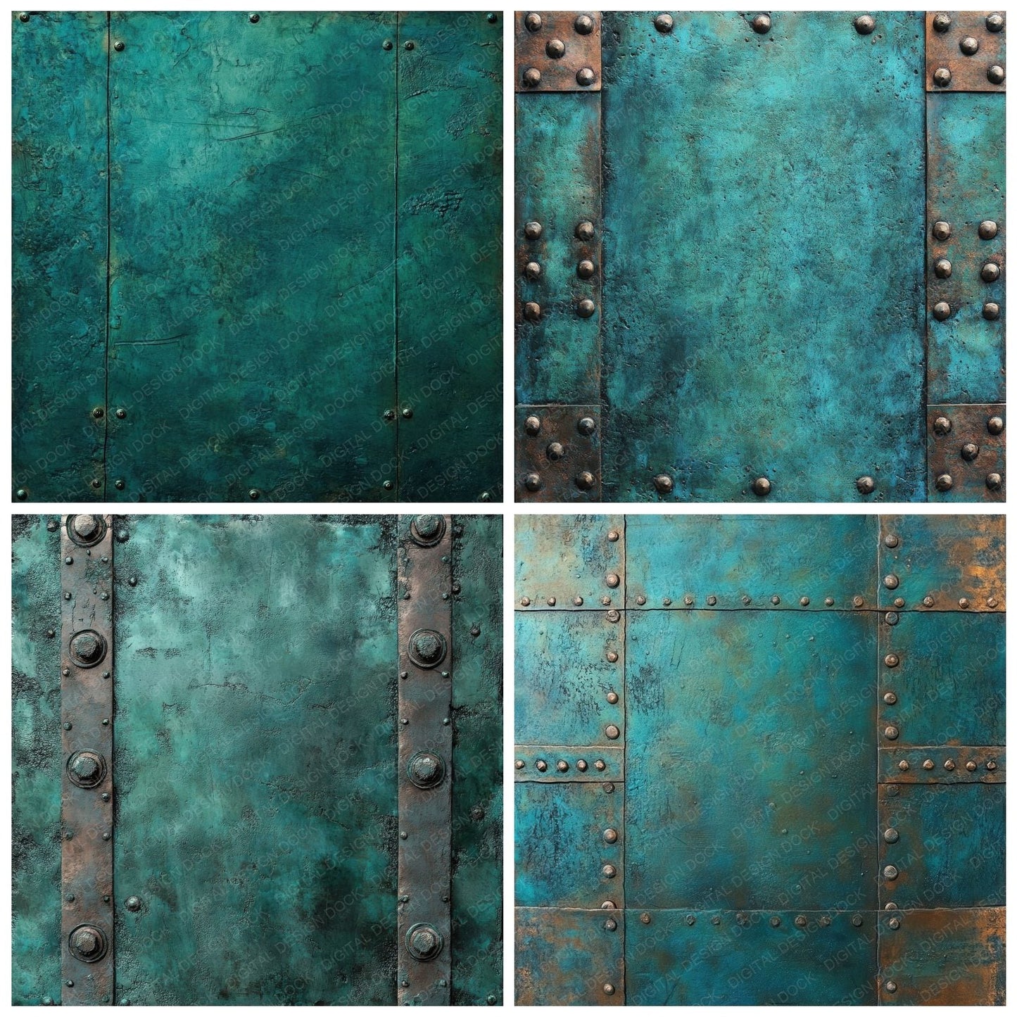 Corroded Copper Patina Background Digital Paper Pack (DDD001263)